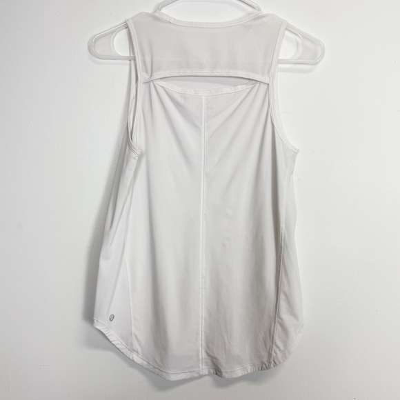 Lululemon Sculpt Tank Top Womens Size 2 White Mesh Cutout Athletic - Picture 2 of 9